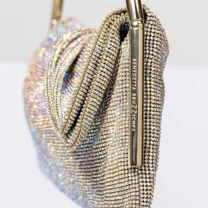 BENEDETTA BRUZZICHES Travolta Gold Crystal-Embellished Bag